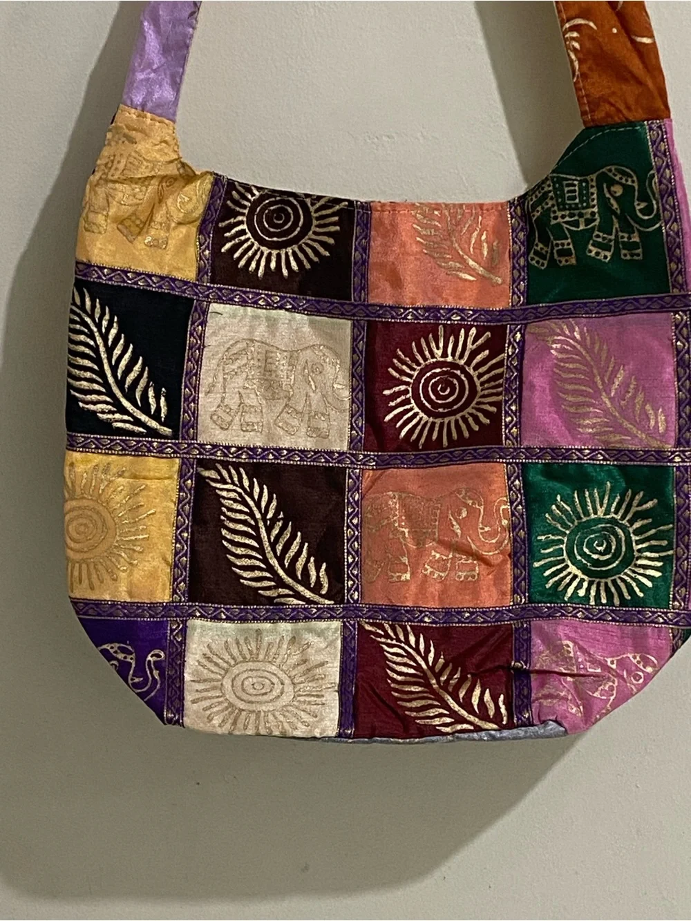 New Patchwork Multicolor‎ Shoulder Bag with Elephant Motif